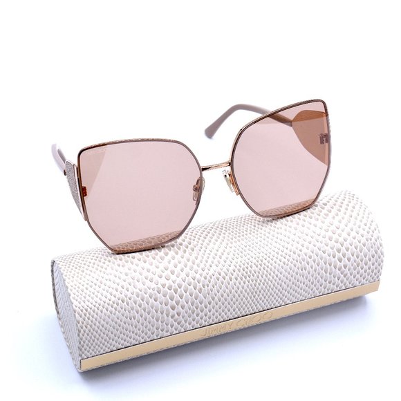 NEW JIMMY CHOO RIVER/S BKU GOLD NUDE AUTHENTIC SUNGLASSES - Picture 11 of 13